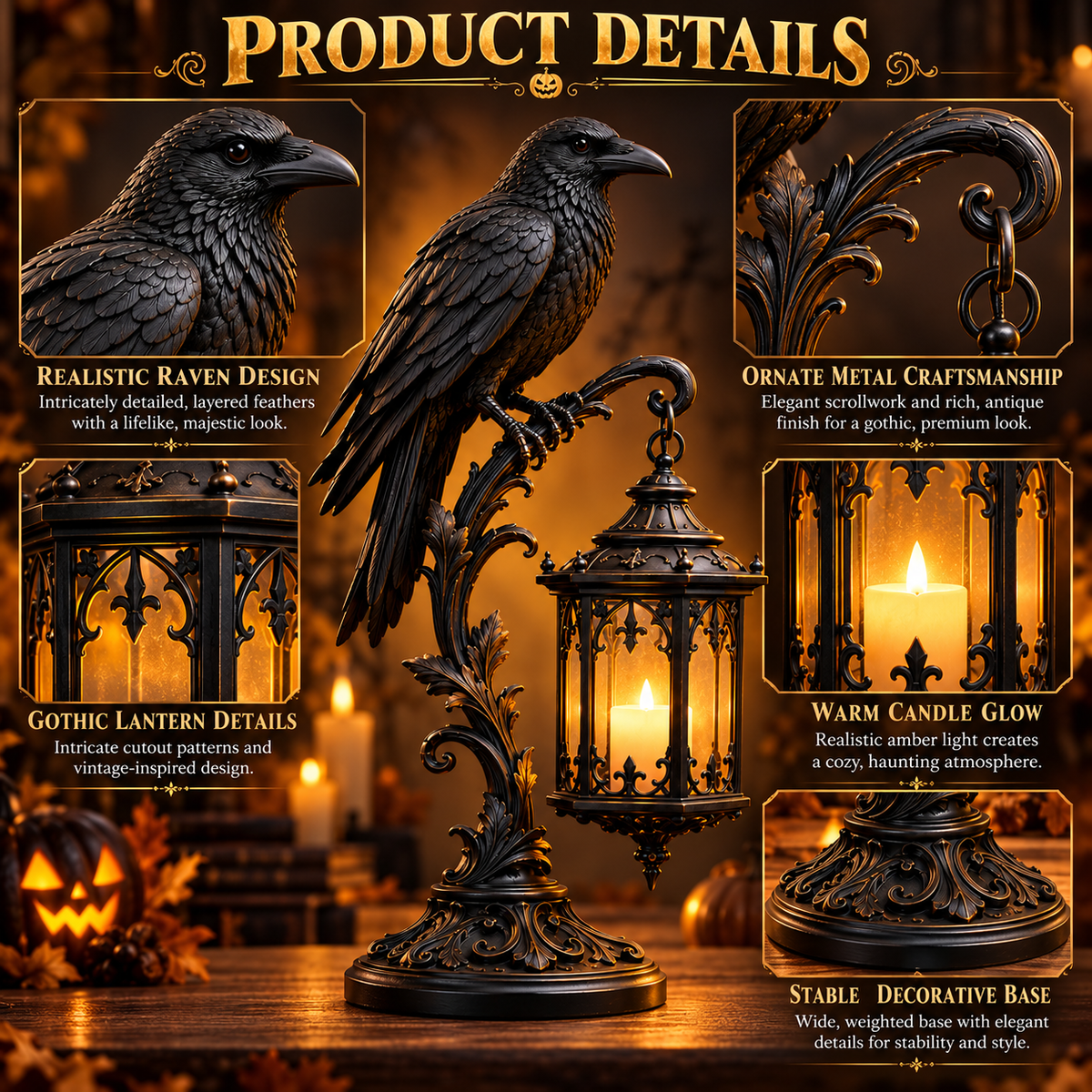 Gothic Raven Lantern