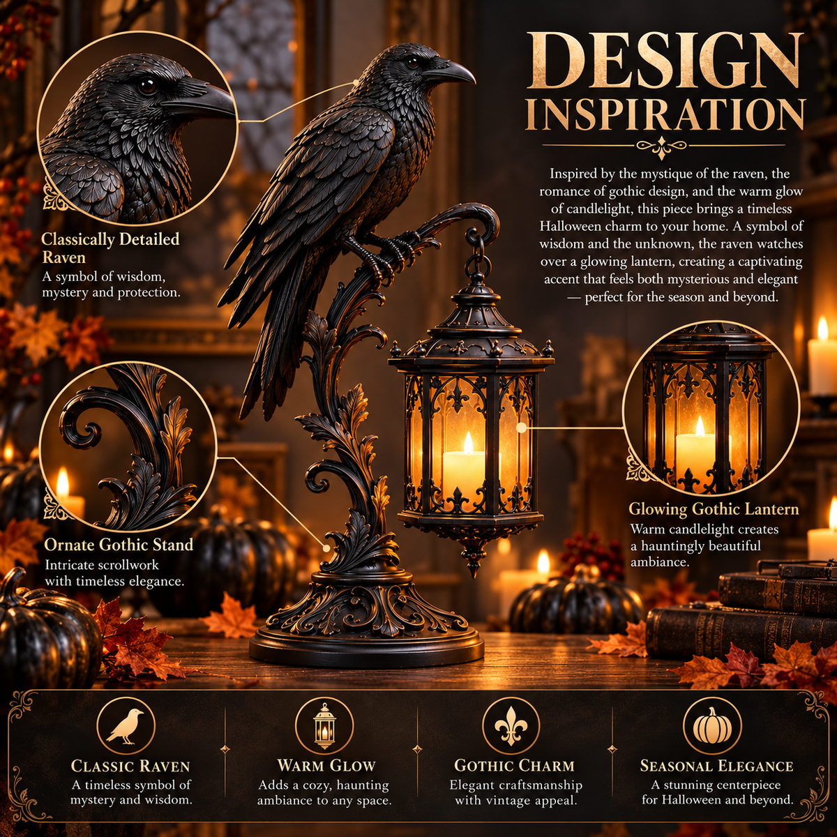 Gothic Raven Lantern